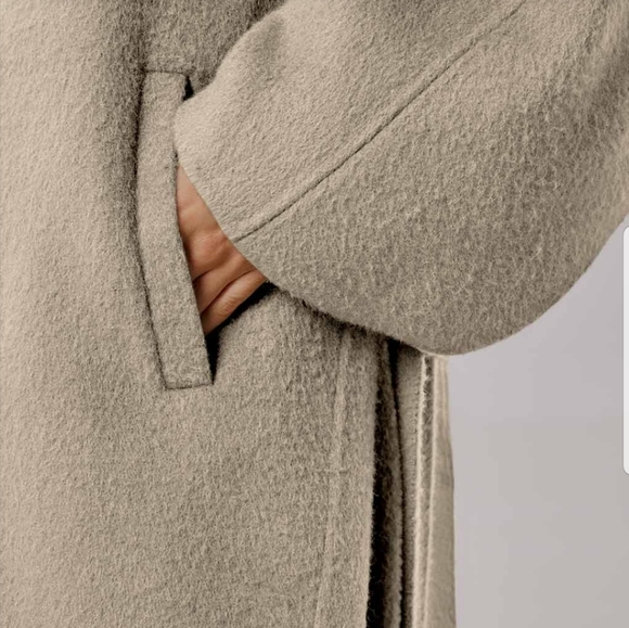 NWT Sylvia Alpaca Wool Belted Trench Coat (Buttermilk) - NAP Loungewear - Picture 8 of 15